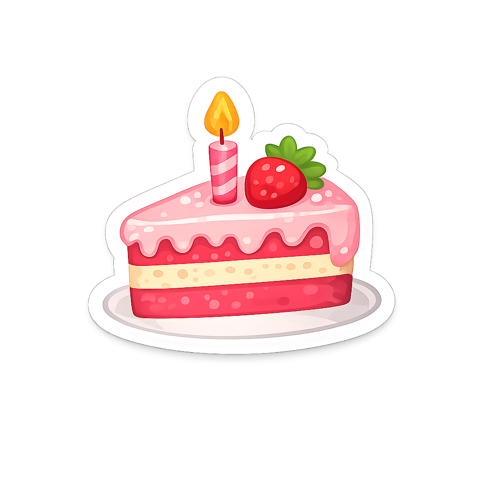 Birthday cake slice sticker