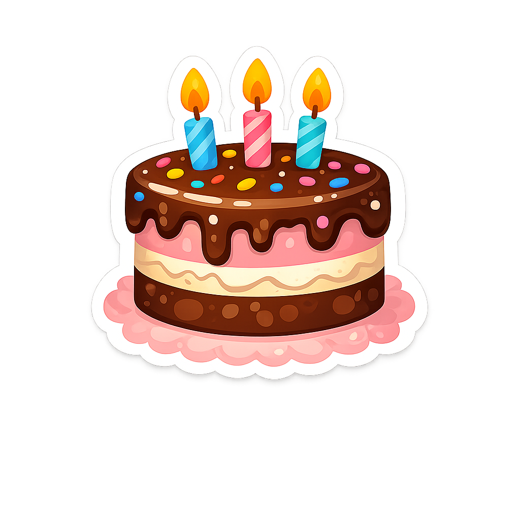 Birthday cake sticker