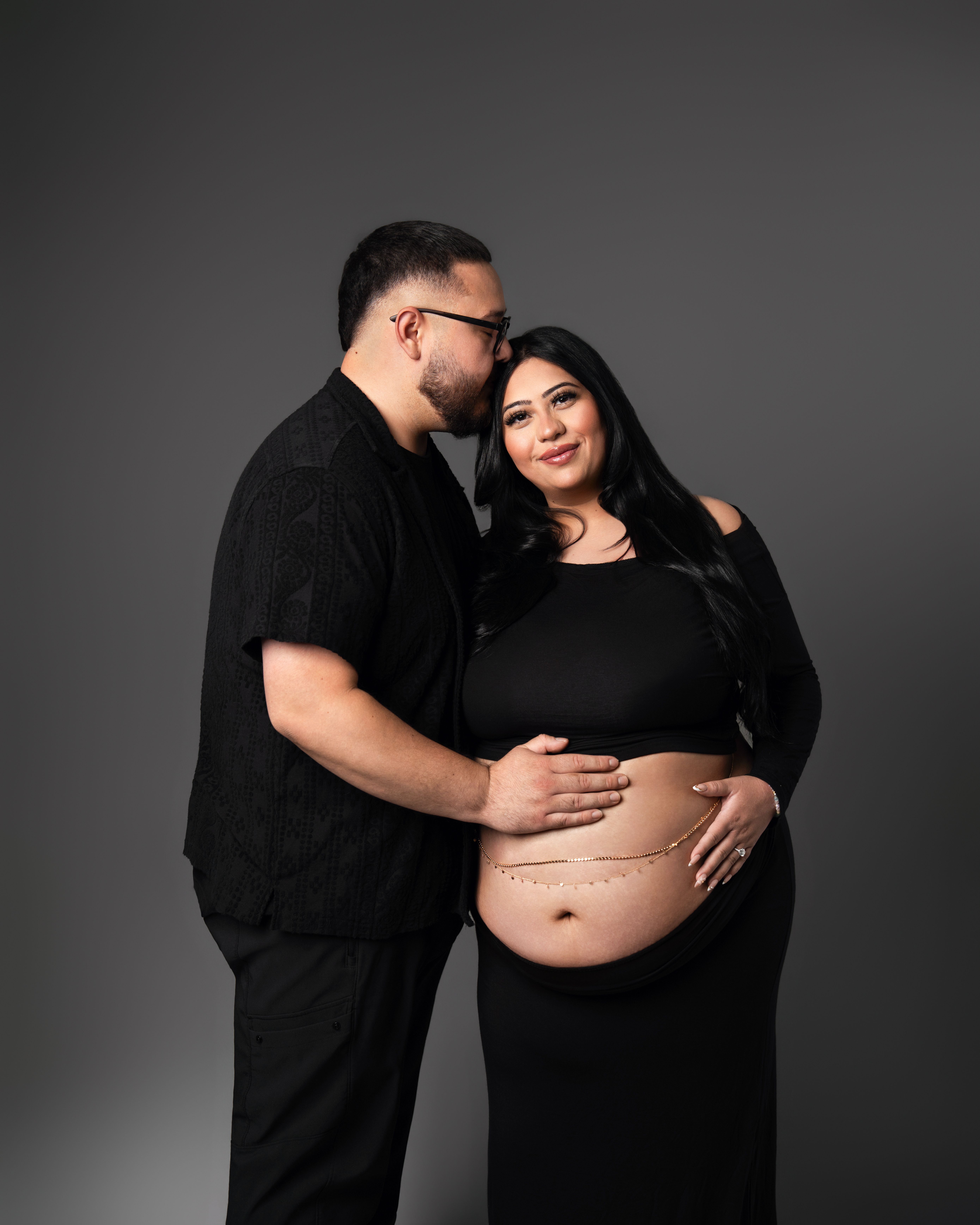 Close maternity hands and baby bump portrait in Sunnyvale, California