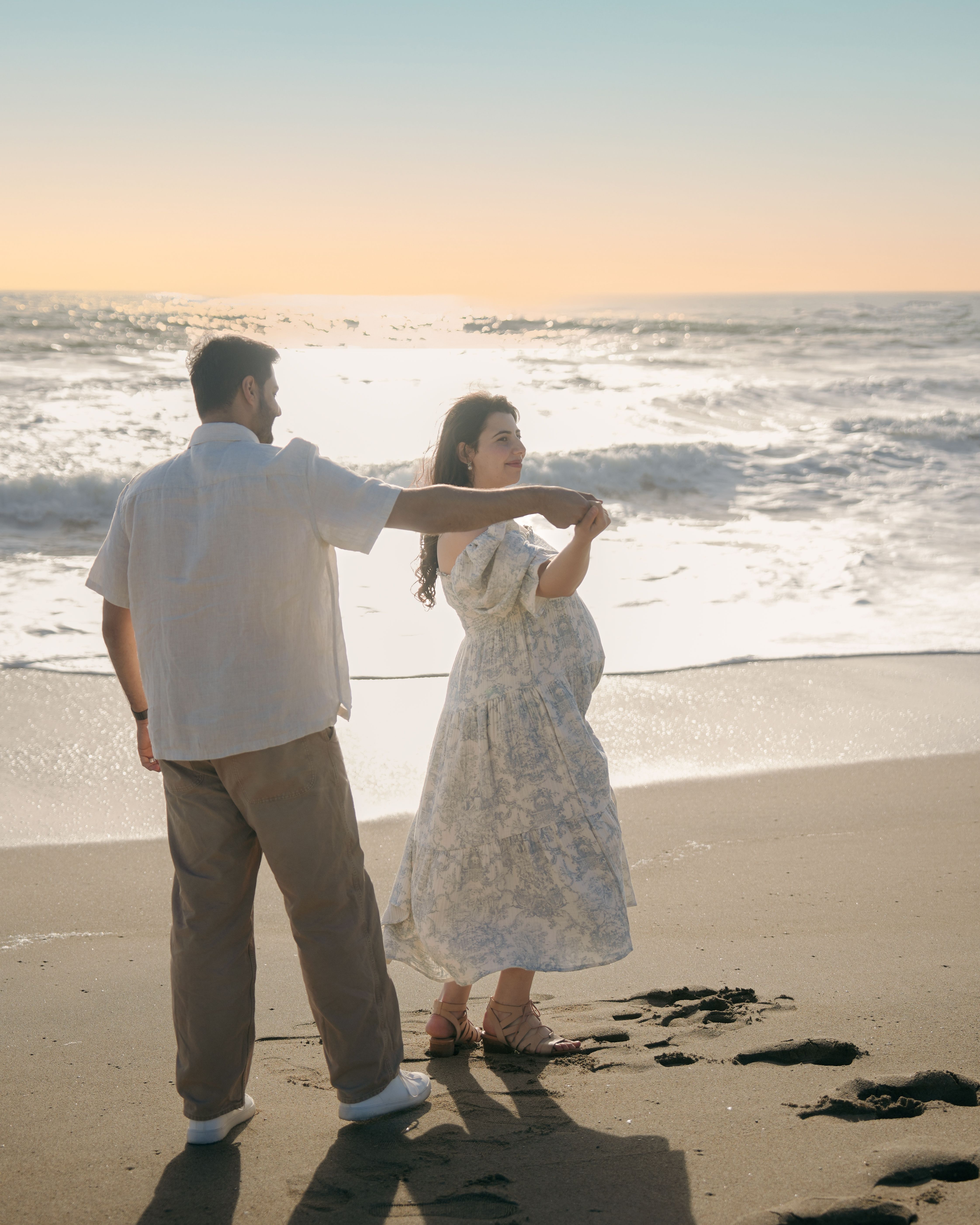 Close shoreline maternity embrace in South San Francisco, California