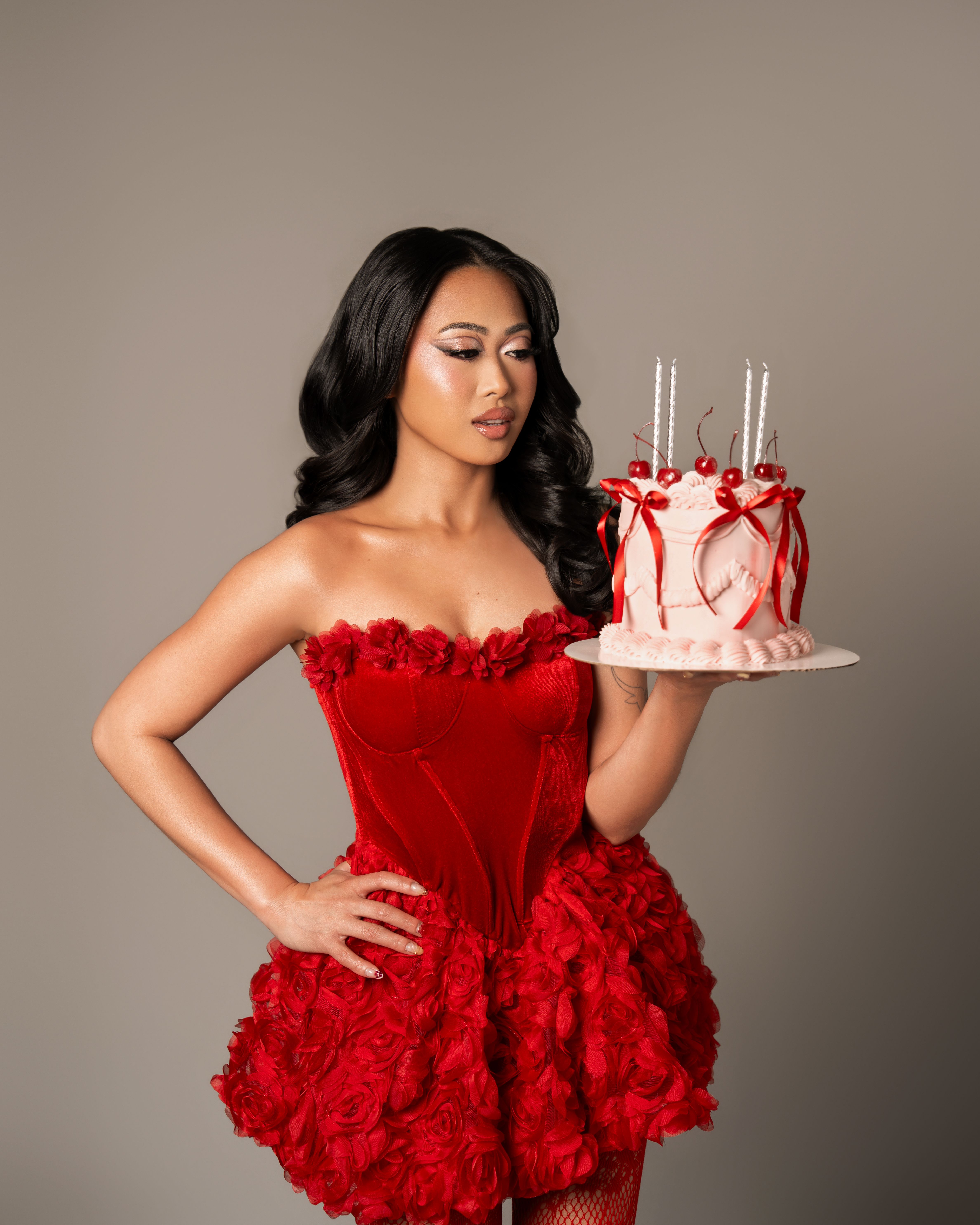 Cake prop modeling portrait in Foster City, California