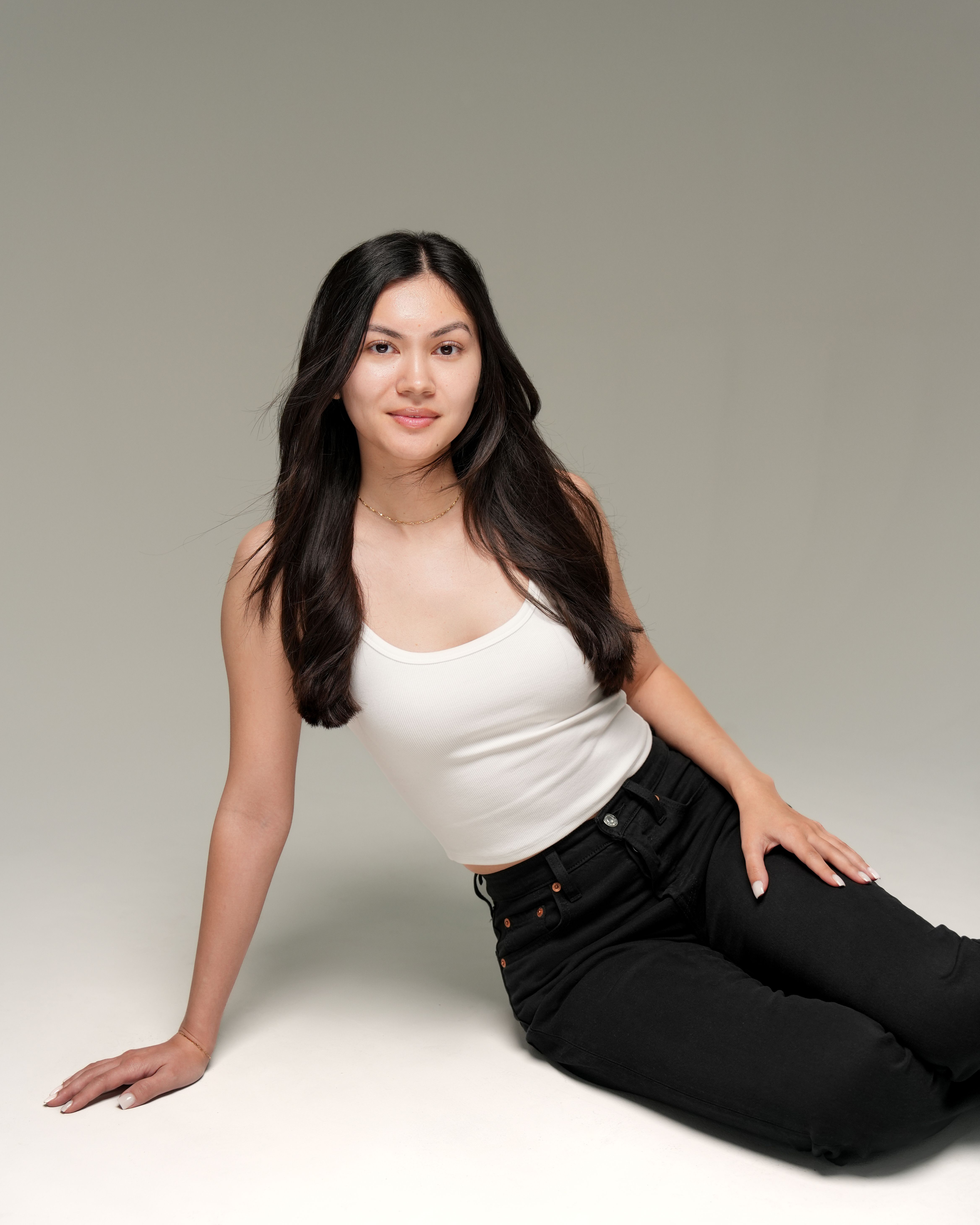 Seated modeling portfolio portrait in Los Altos, California