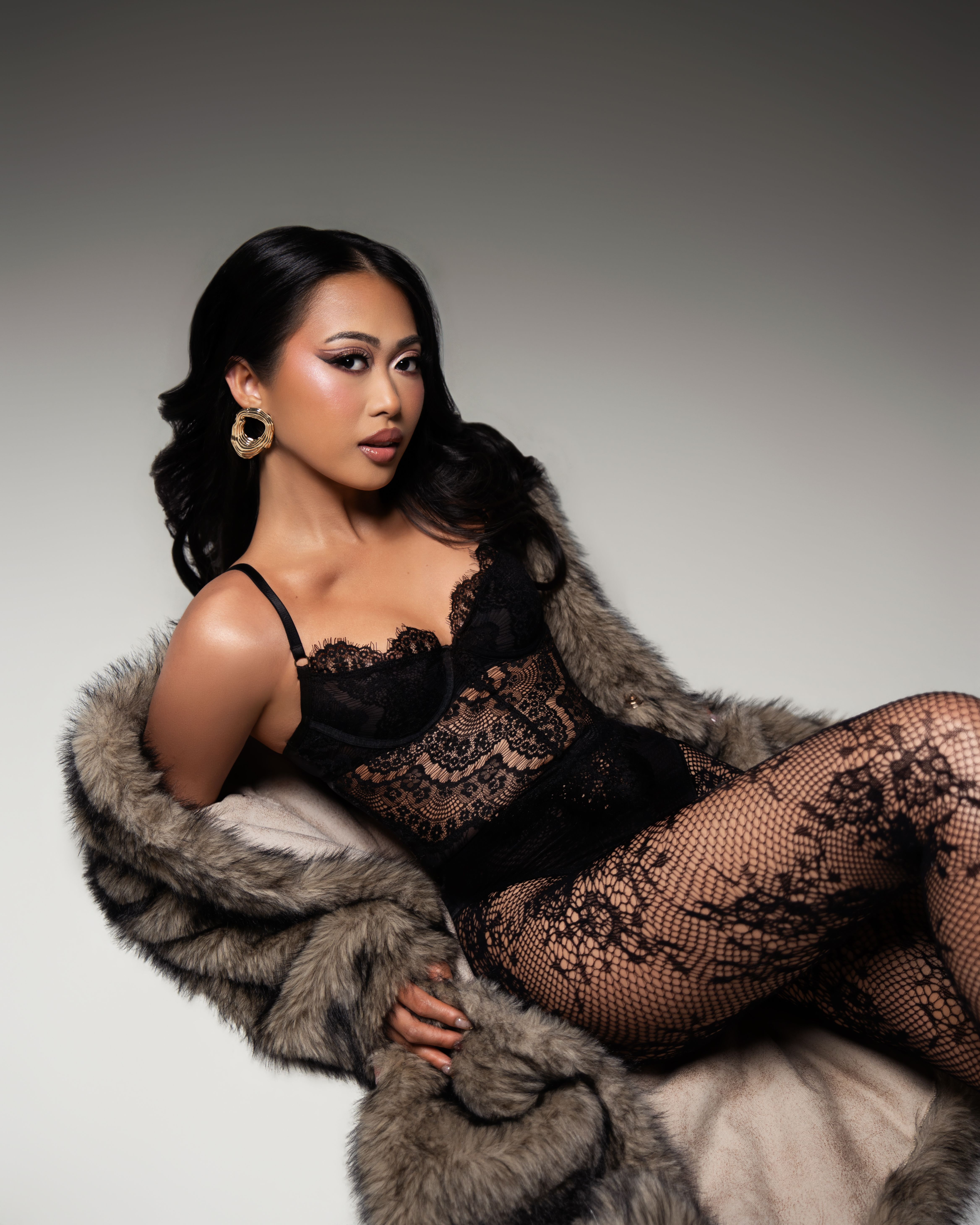 Faux fur reclining closeup in San Francisco, California